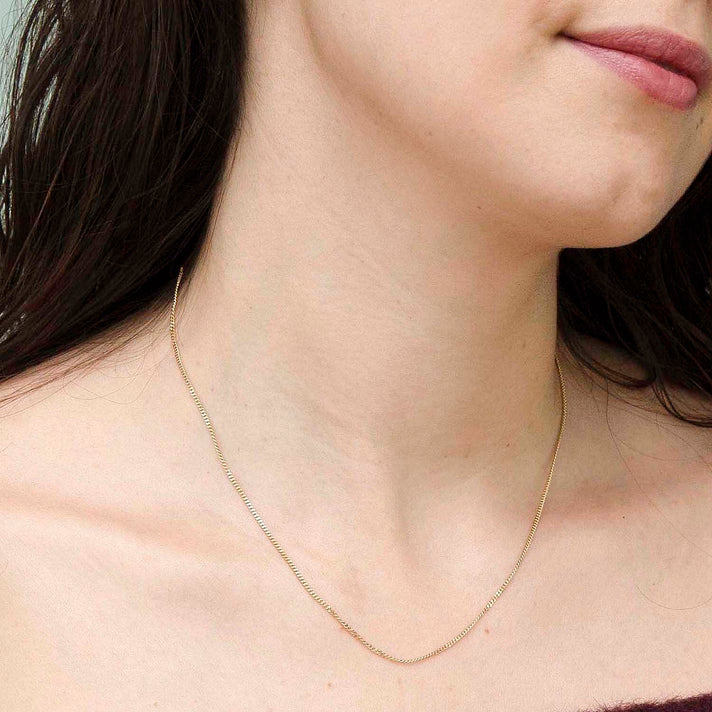 ILIANA 18K Yellow Gold Diamond Cut Curb Chain 16 Inch 7573354 2