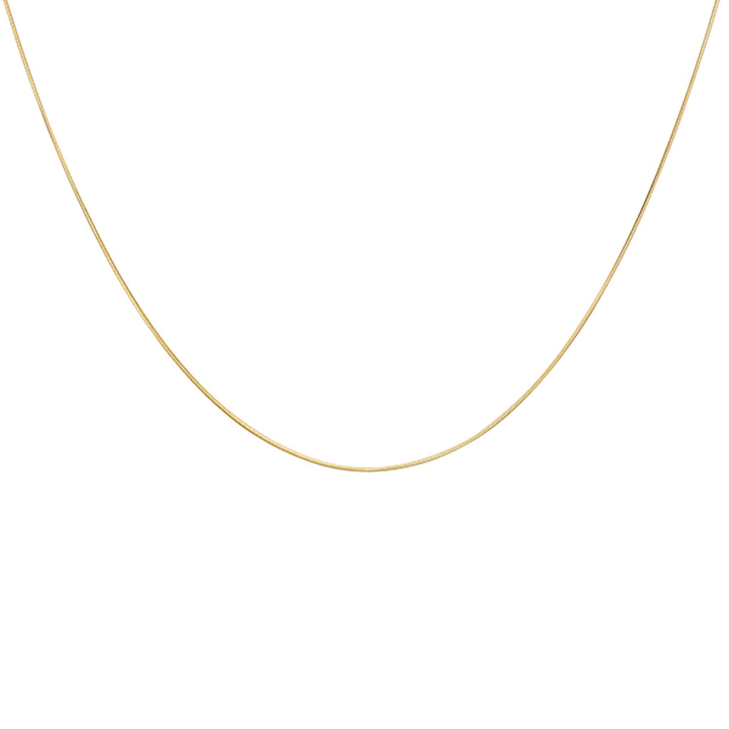 18K Yellow Gold Round Snake Chain With Spring Ring Clasp (Size - 16)