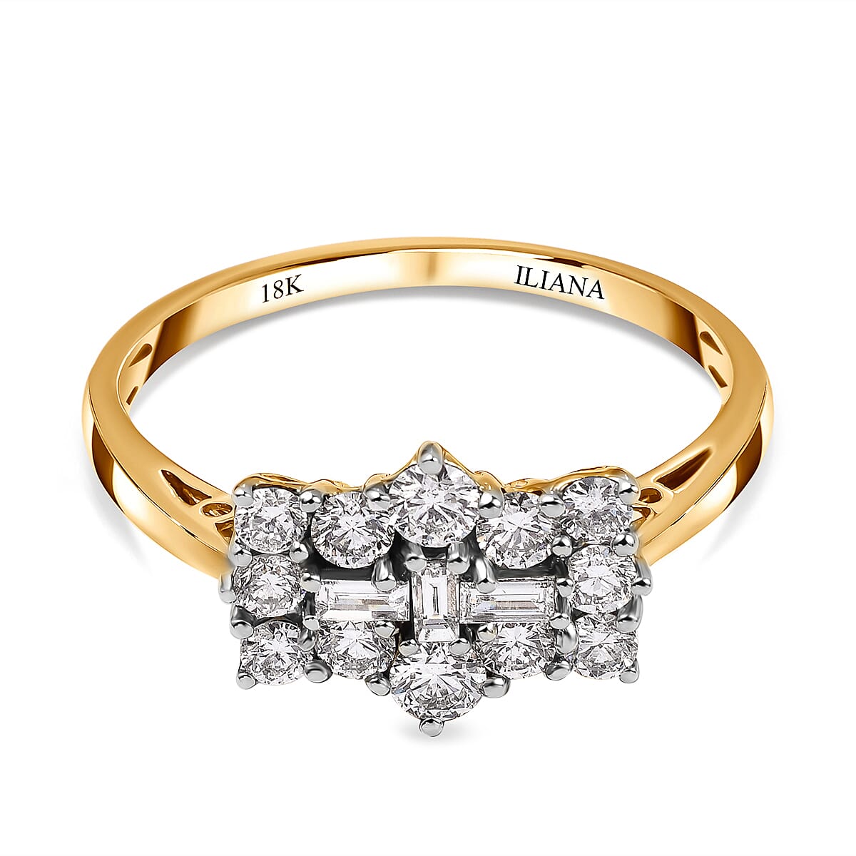 ILIANA 18K Yellow Gold SGL Certified Diamond (Bgt) (SI- G-H) Boat Cluster Ring 1.000 Ct. ,Gold Wt. 3.5 g  1.000  Ct. 6007606 0