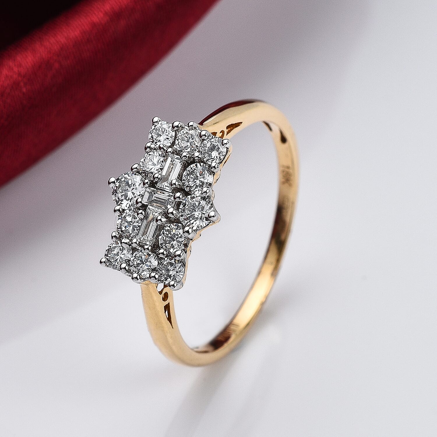 ILIANA 18K Yellow Gold SGL Certified Diamond (Bgt) (SI- G-H) Boat Cluster Ring 1.000 Ct. ,Gold Wt. 3.5 g  1.000  Ct. 6007606 1