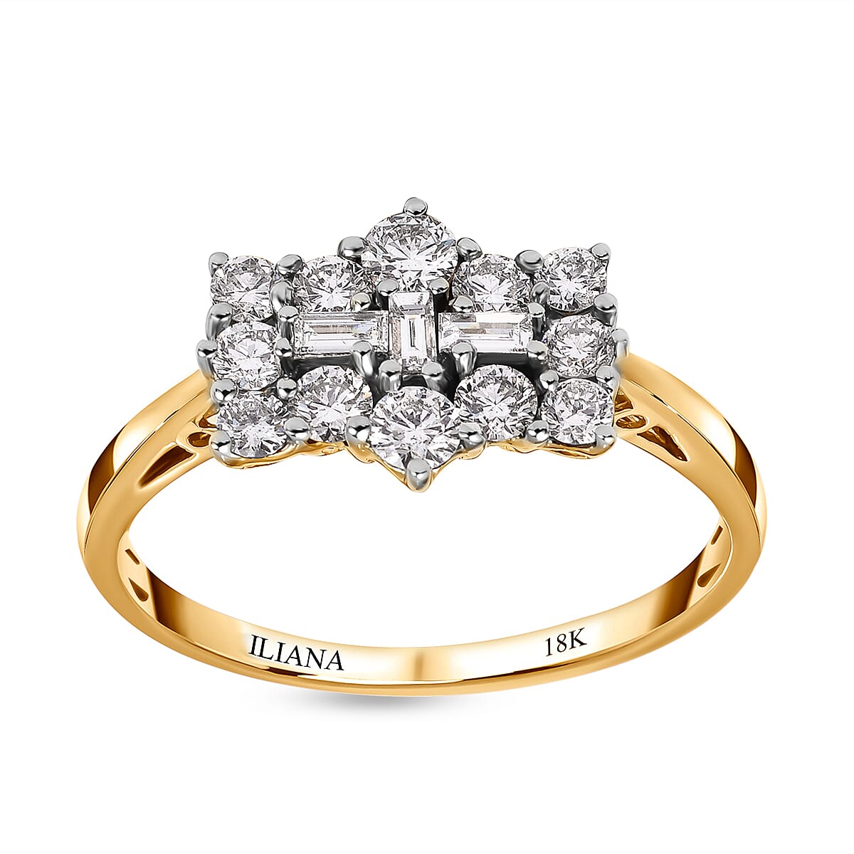 ILIANA 18K Yellow Gold SGL Certified Diamond (Bgt) (SI- G-H) Boat Cluster Ring 1.000 Ct. ,Gold Wt. 3.5 g  1.000  Ct. 6007606 3