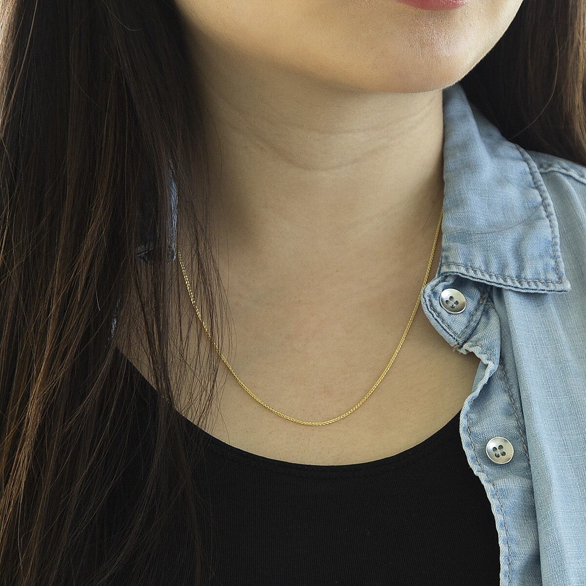 ILIANA 18K Yellow Gold Spiga Chain 16 Inch 2.5g 7575010 4