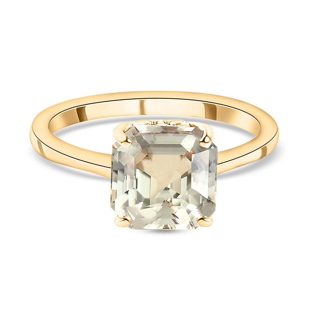 ILIANA 18K Yellow Gold AAA Turkizite (Asscher Cut) Solitaire Ring 3.00 Ct.
