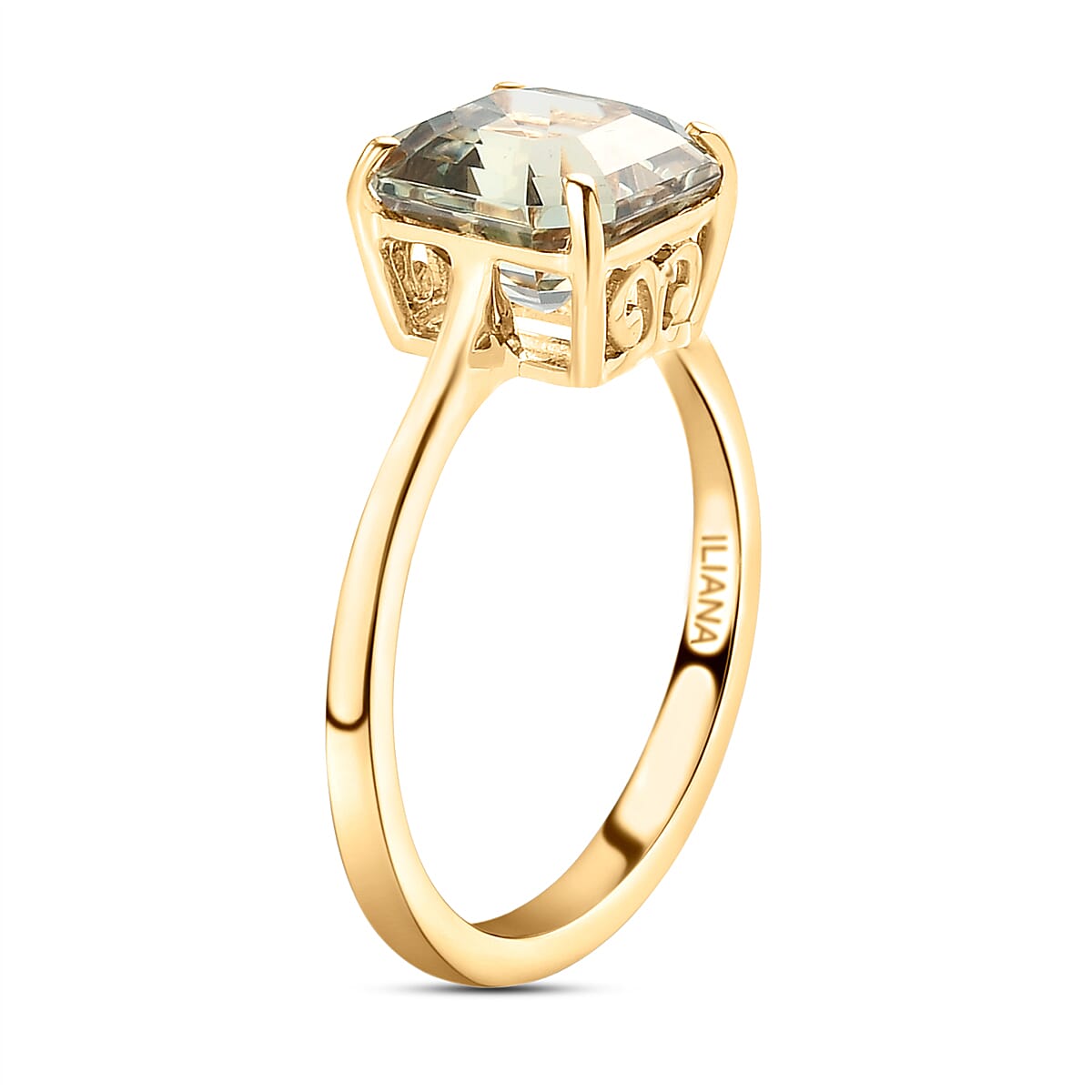 ILIANA 18K Yellow Gold AAA Turkizite (Asscher Cut) Solitaire Engagement Ring 3.00 Ct. 8835339 4