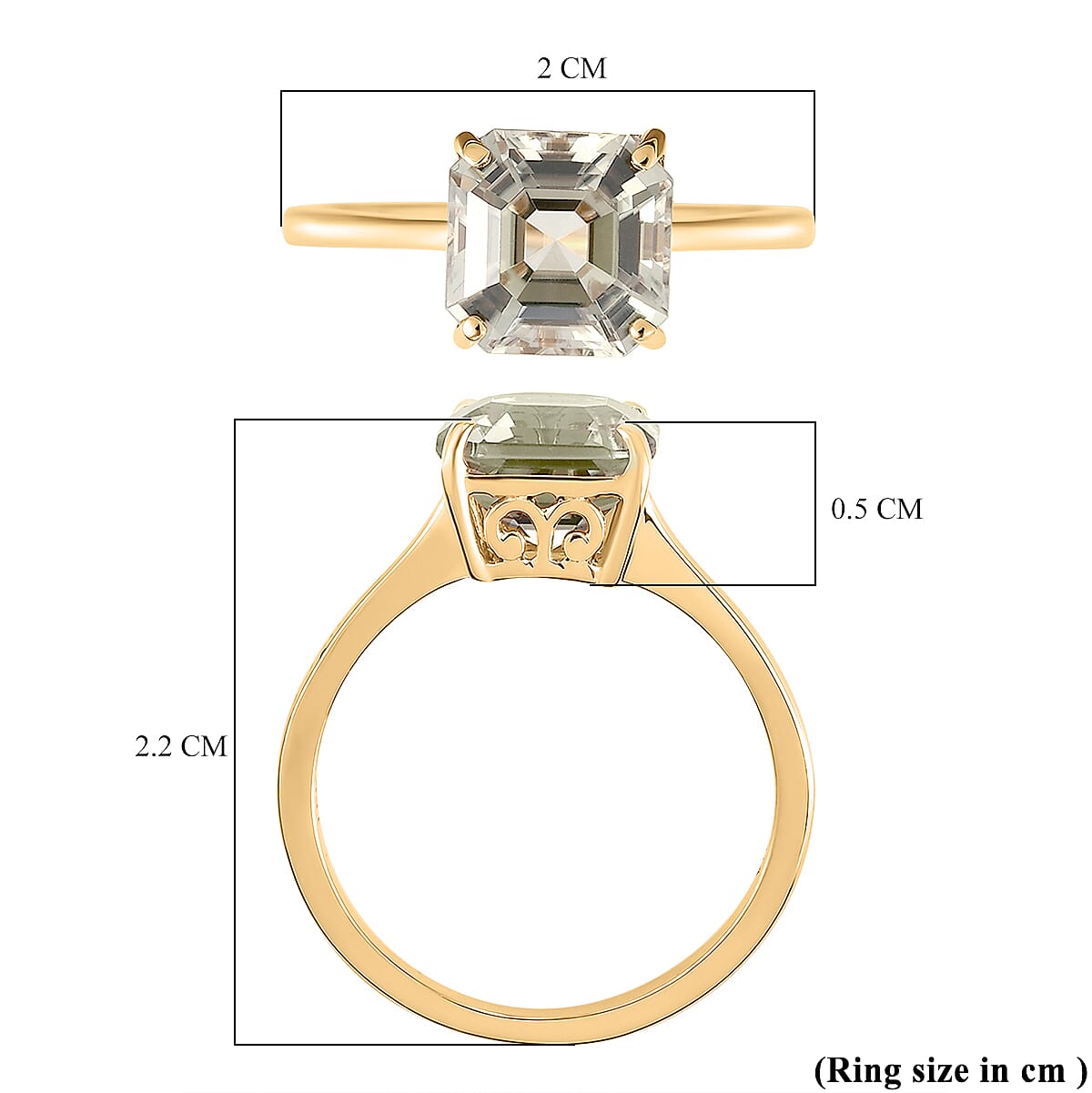 ILIANA 18K Yellow Gold AAA Turkizite (Asscher Cut) Solitaire Engagement Ring 3.00 Ct. 8835339 6