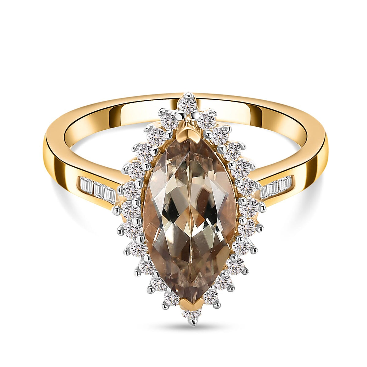 ILIANA 18K Yellow Gold Turkizite and Diamond Halo Ring 2.22 Ct. 8880985 0