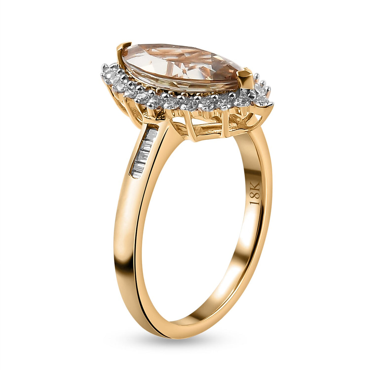 ILIANA 18K Yellow Gold Turkizite and Diamond Halo Ring 2.22 Ct. 8880985 4