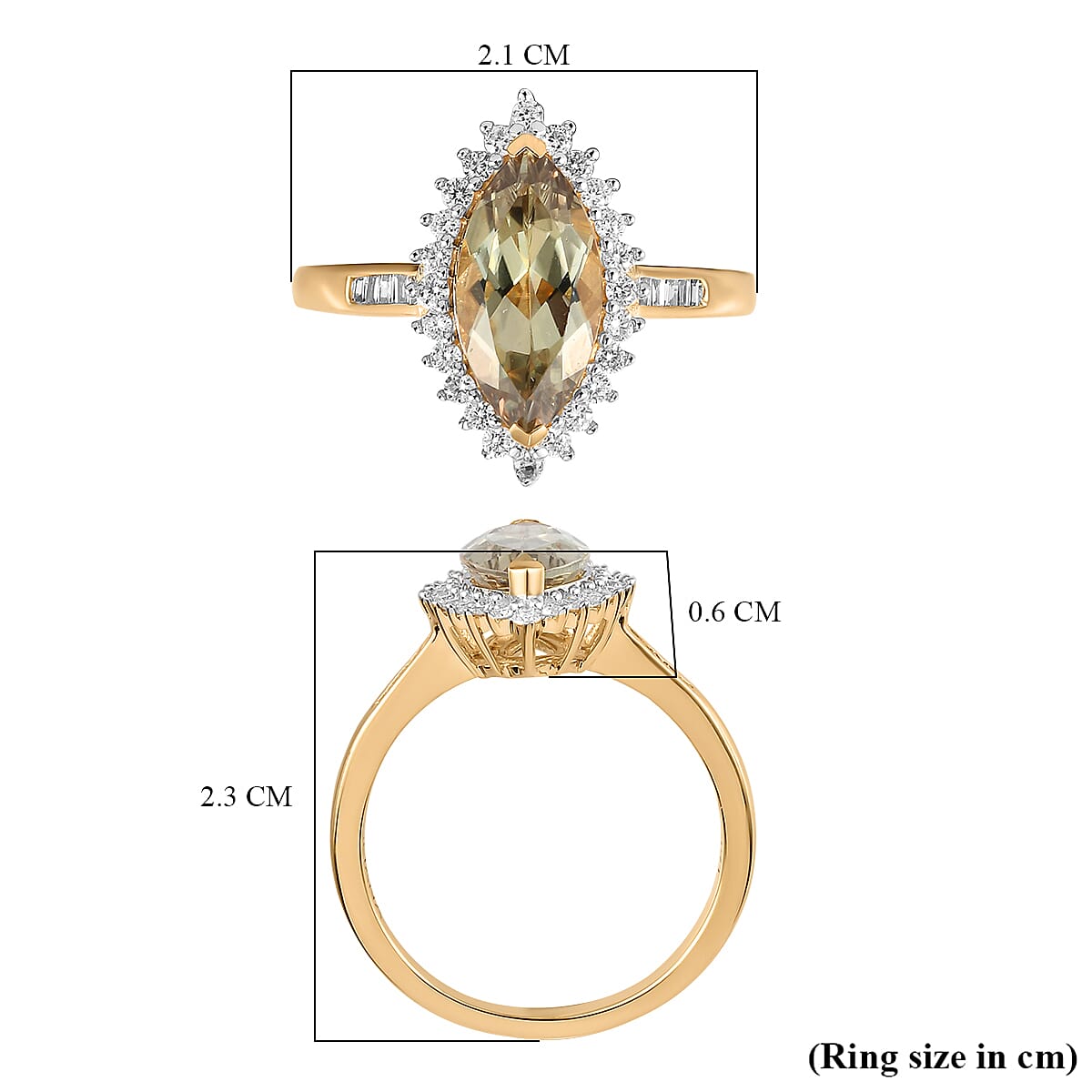 ILIANA 18K Yellow Gold Turkizite and Diamond Halo Ring 2.22 Ct. 8880985 6