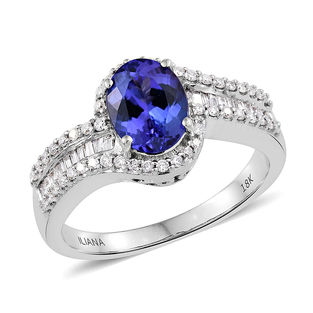 ILIANA 2.15 Ct AAA Tanzanite and Diamond Ring in 18K White Gold 7.41 Grams 3052246 0