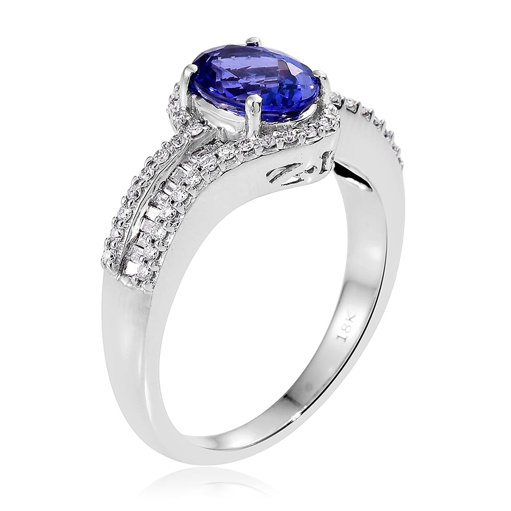 ILIANA 2.15 Ct AAA Tanzanite and Diamond Ring in 18K White Gold 7.41 Grams 3052246 2