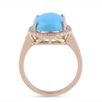 ILIANA 18K Yellow Gold AAA Arizona Sleeping Beauty Turquoise (OV 14X10mm 4.00 Cts) and Diamond (G-H- S-I) Ring 4.30 Ct.