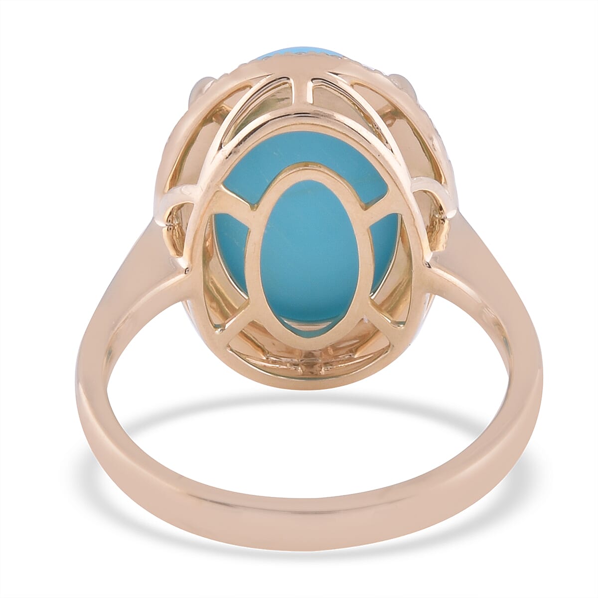 ILIANA 4.30 Ct. AAA Arizona Sleeping Beauty Turquoise and Diamond G-H/ S-I Halo Ring in 18K Yellow Gold 3871829 4