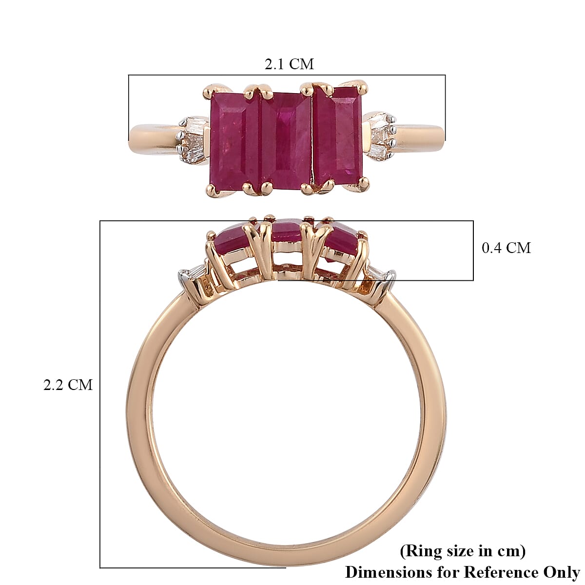 ILIANA AAA Ruby and Diamond SI /G-H 1.54 Ct. Trilogy Inspired Ring in 18K Yellow Gold, Wt. 2.53 Gms 8963216 5