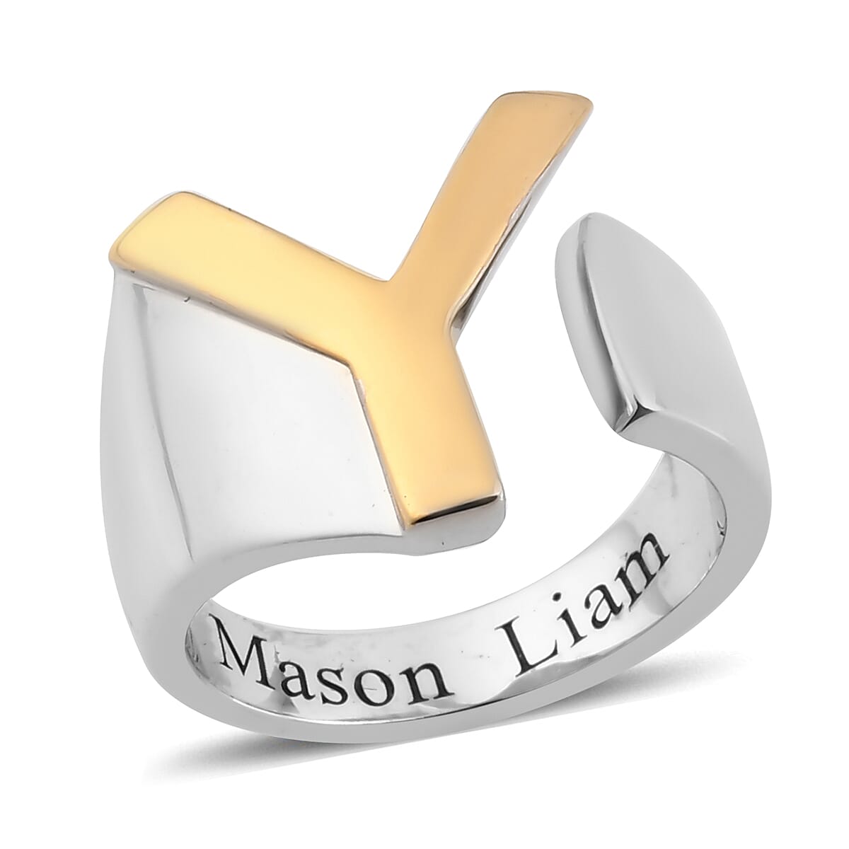 Personalised Engravable Initial Y Ring in Yellow Gold Tone 7785607 0