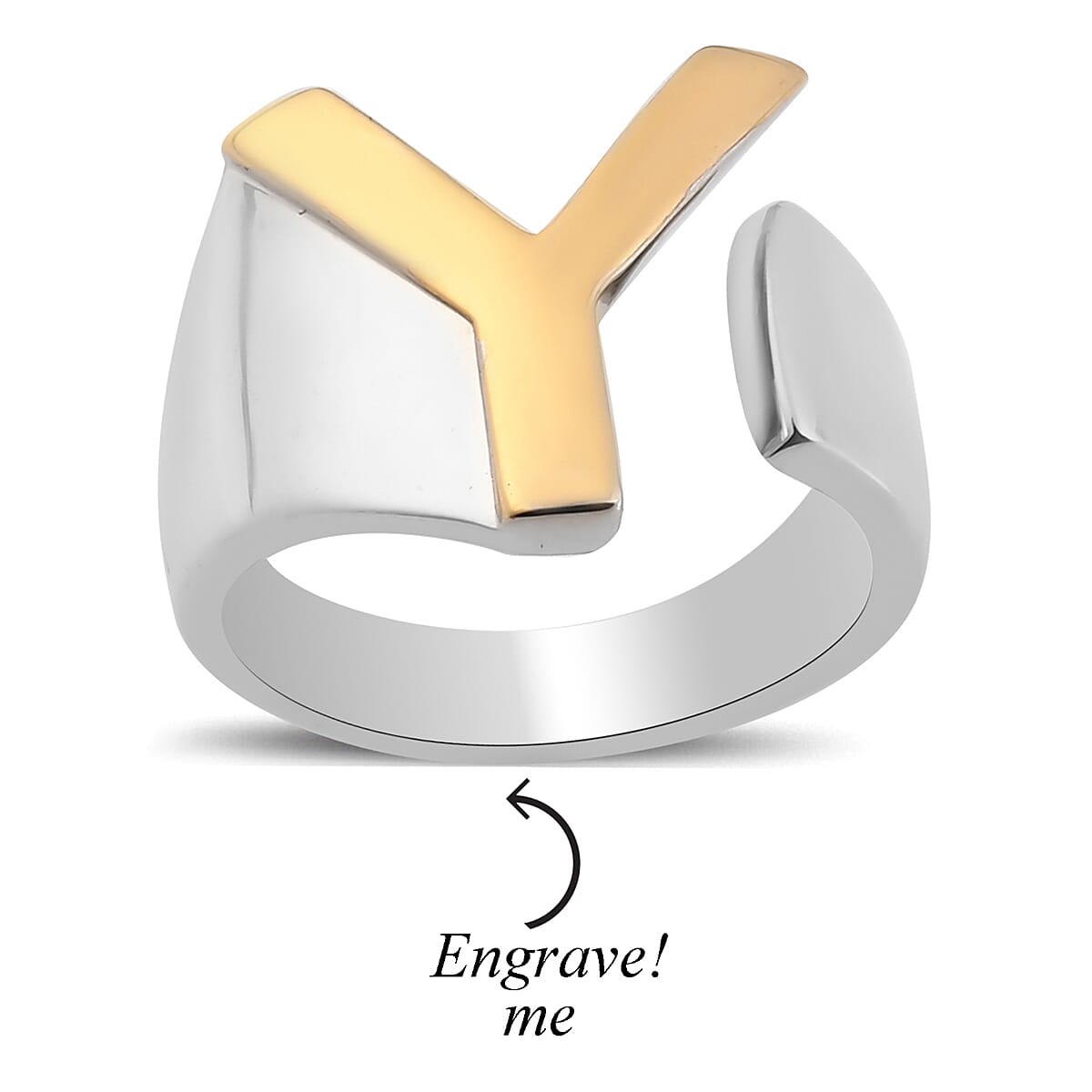 Personalised Engravable Initial Y Ring in Yellow Gold Tone 7785607 2