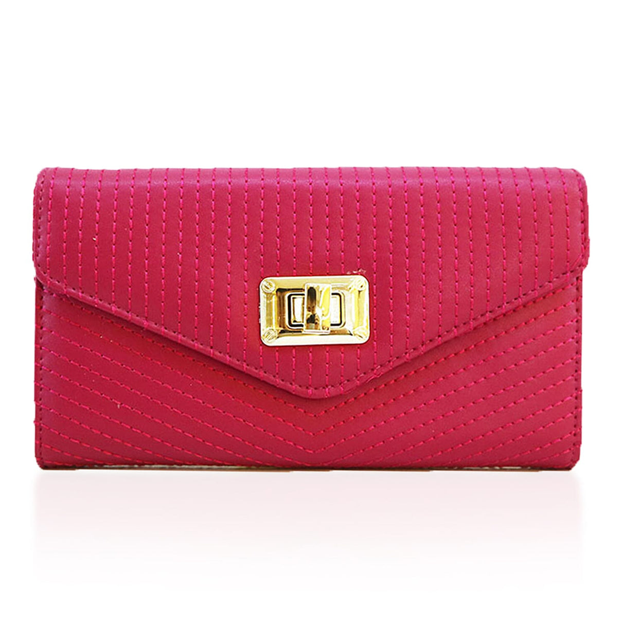 Leatherette Stitched Envelope Purse - Fuchsia 8070649 0