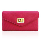 Leatherette Stitched Envelope Purse - Fuchsia