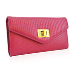 Leatherette Stitched Envelope Purse - Fuchsia