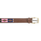 Coastal Premium Embroidered Polo Belt with Brass-Finish Buckle (Size L) - Pink