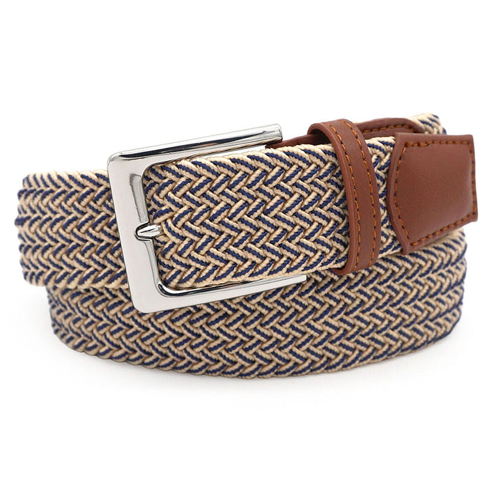 Mens Elastic Casual Weave Belt (Size S/M) - Beige 8283919 1