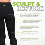 Green Drop Infused High Waist Leggings (Size XL) - Black