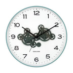 Present Time Open Gear Wall Clock - Misty Blue Rim with Jungle Green Gear Design