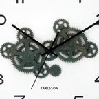 Present Time Open Gear Wall Clock - Misty Blue Rim with Jungle Green Gear Design