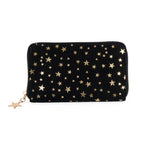 Coastal Gold Star Foil Print Zip-Around Wallet - Black