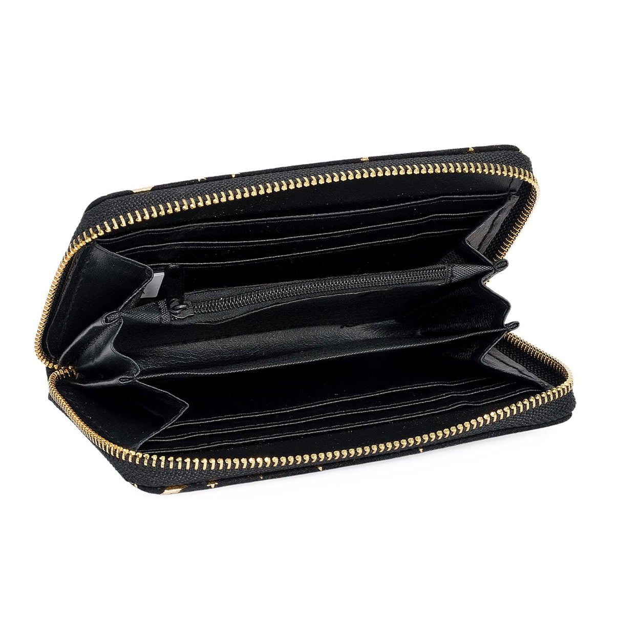 Coastal Gold Star Foil Print Zip-Around Wallet - Black 8361169 1
