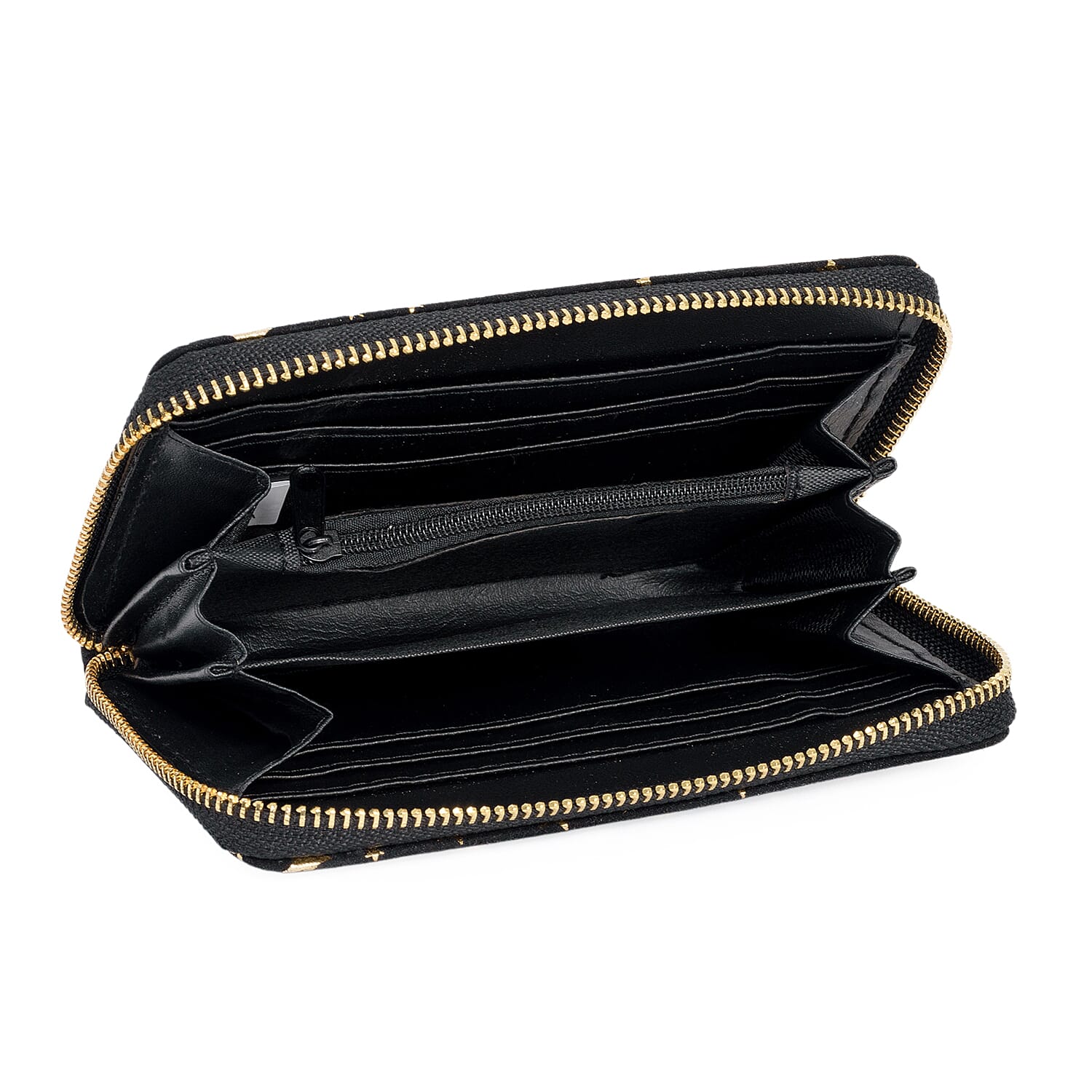 Coastal Gold Star Foil Print Zip-Around Wallet - Black 8361169 1