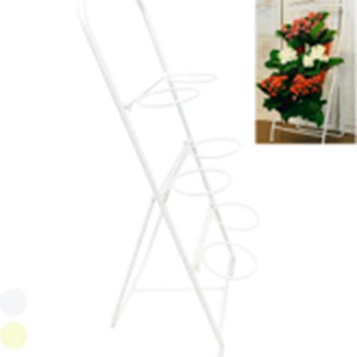 6-Circle Metal Plant Rack - 80cm Tall White Tiered Garden Stand 8575020 0