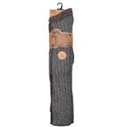 Pack of 3 Wool Blend Long Knee High Boot Socks (Size 6-11) - Grey, Black - Navy