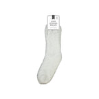 THE IDEAL GIFT- Farley Mill Cable Knitted Warm Slipper Socks with Anti Slip PVC Gripper Dots For Stability (Size UK 3-7) - White