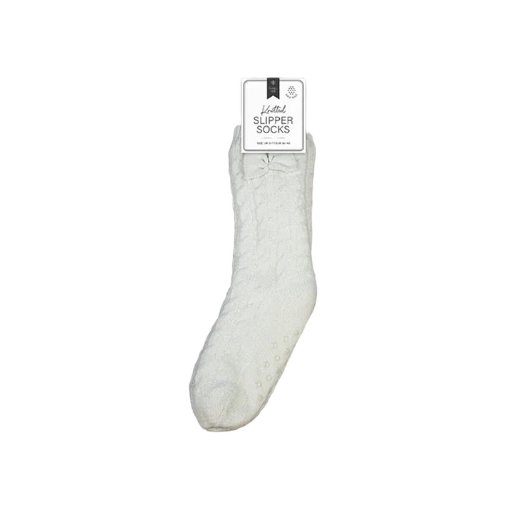 THE IDEAL GIFT- Farley Mill Cable Knitted Warm Slipper Socks with Anti Slip PVC Gripper Dots For Stability (Size UK 3-7) - White 8300432 1