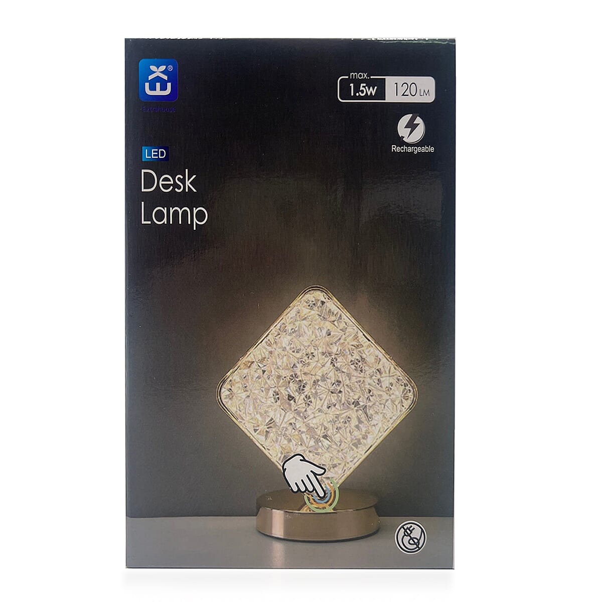 Rechargeable Square-Shaped LED Desk Lamp - 3-Color Change Dimmable Touch Control - White 8343473 0