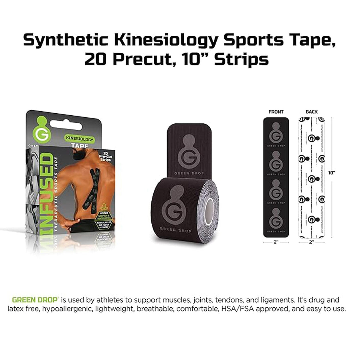 Green Drop Kinesiology Tape - Black 8296043 9