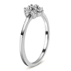 Diamond Floral Ring in Platinum Overlay Sterling Silver 0.006 Ct