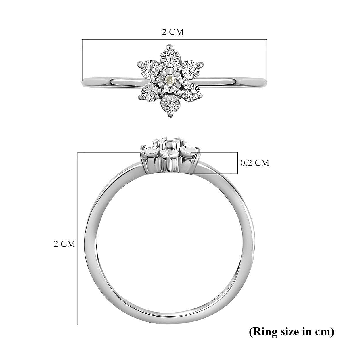 Diamond Floral Ring in Platinum Overlay Sterling Silver 7441481 12