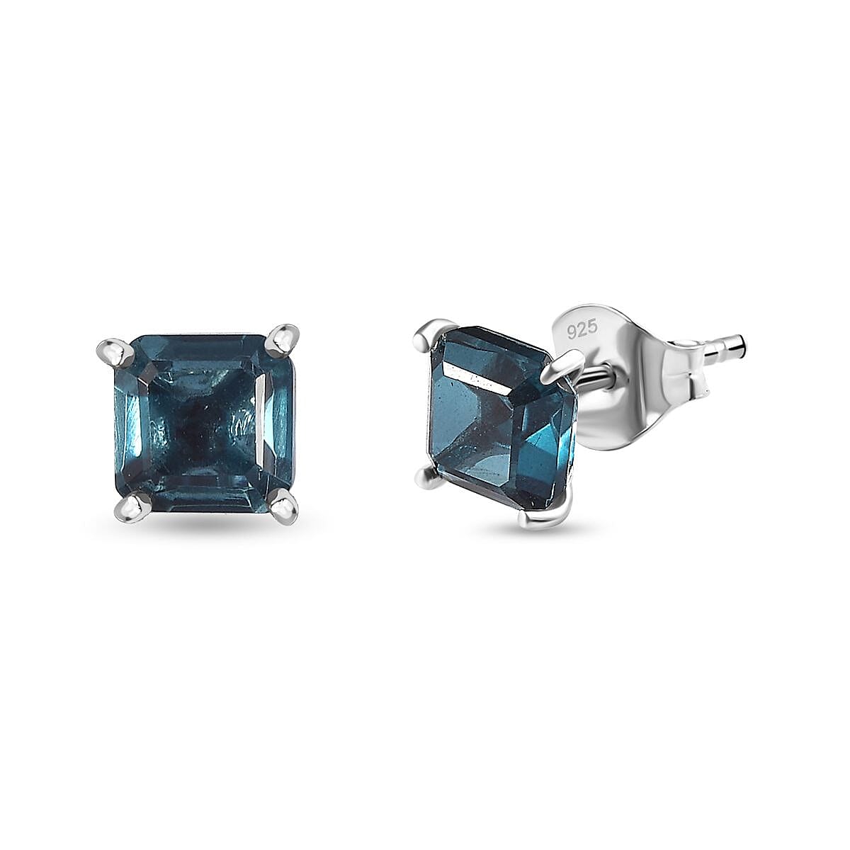 Indicolite Triplet Quartz Stud Earrings in Platinum Overlay Sterling Silver 2.650  Ct. 7704705 0