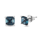 Indicolite  Quartz Solitaire Stud Earrings in Platinum Overlay Sterling Silver 2.65 Ct
