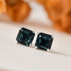 Indicolite  Quartz Solitaire Stud Earrings in Platinum Overlay Sterling Silver 2.65 Ct