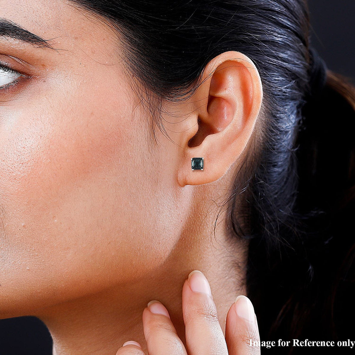 Indicolite Triplet Quartz Stud Earrings in Platinum Overlay Sterling Silver 2.650  Ct. 7704705 3