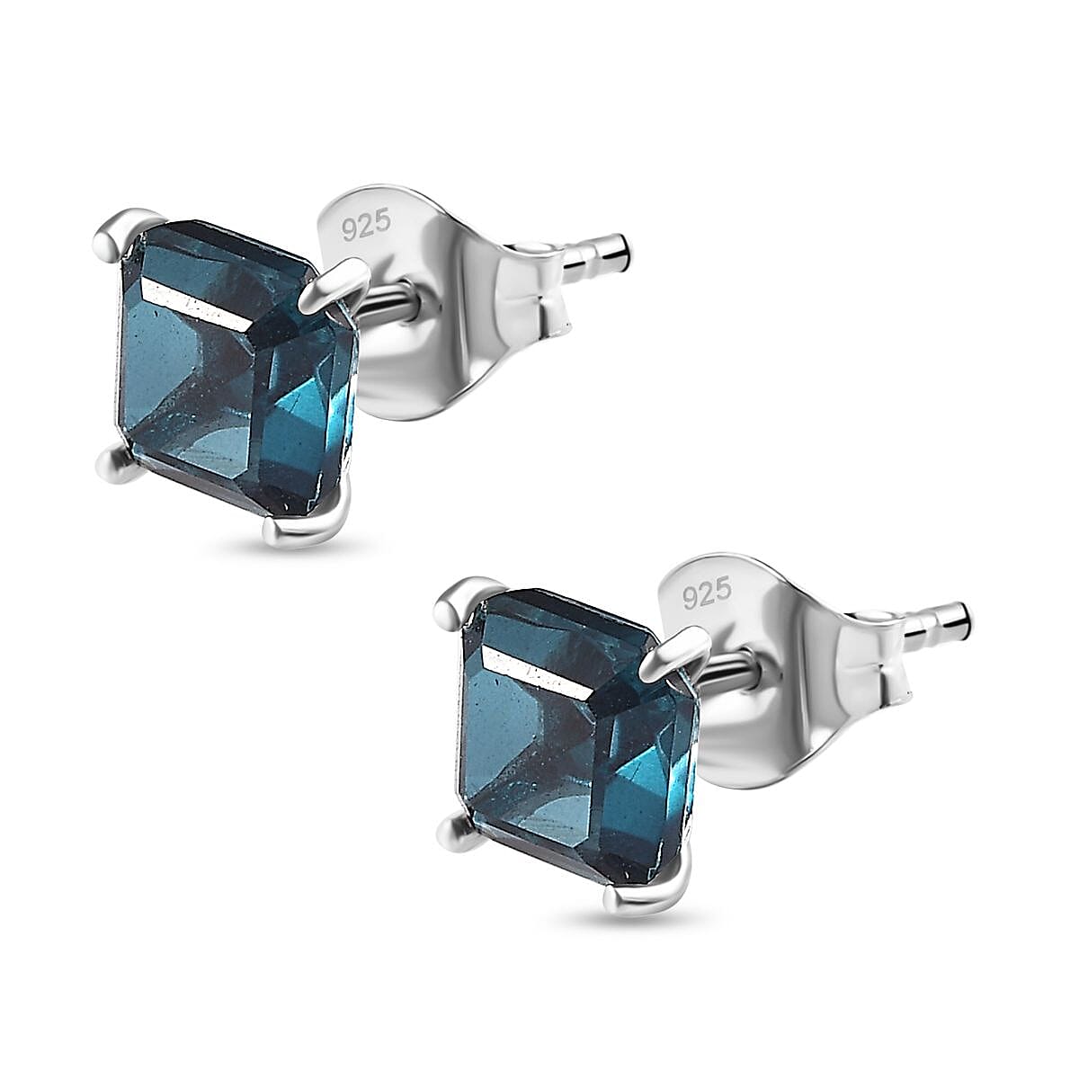 Indicolite Triplet Quartz Stud Earrings in Platinum Overlay Sterling Silver 2.650  Ct. 7704705 4