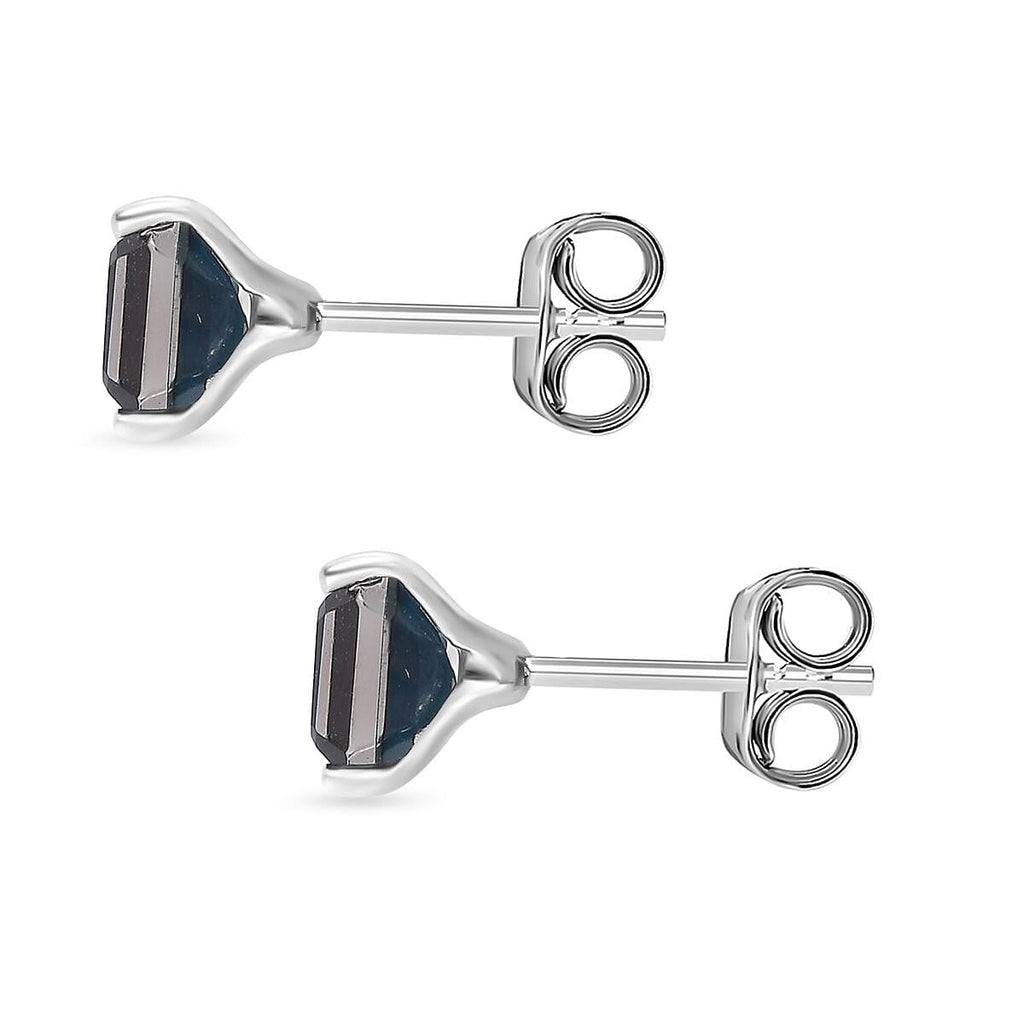 Indicolite  Quartz Solitaire Stud Earrings in Platinum Overlay Sterling Silver 2.65 Ct