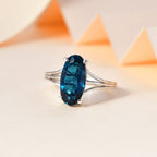 Indicolite Triplet Quartz Solitaire Ring in Platinum Overlay Sterling Silver 3.46 Ct