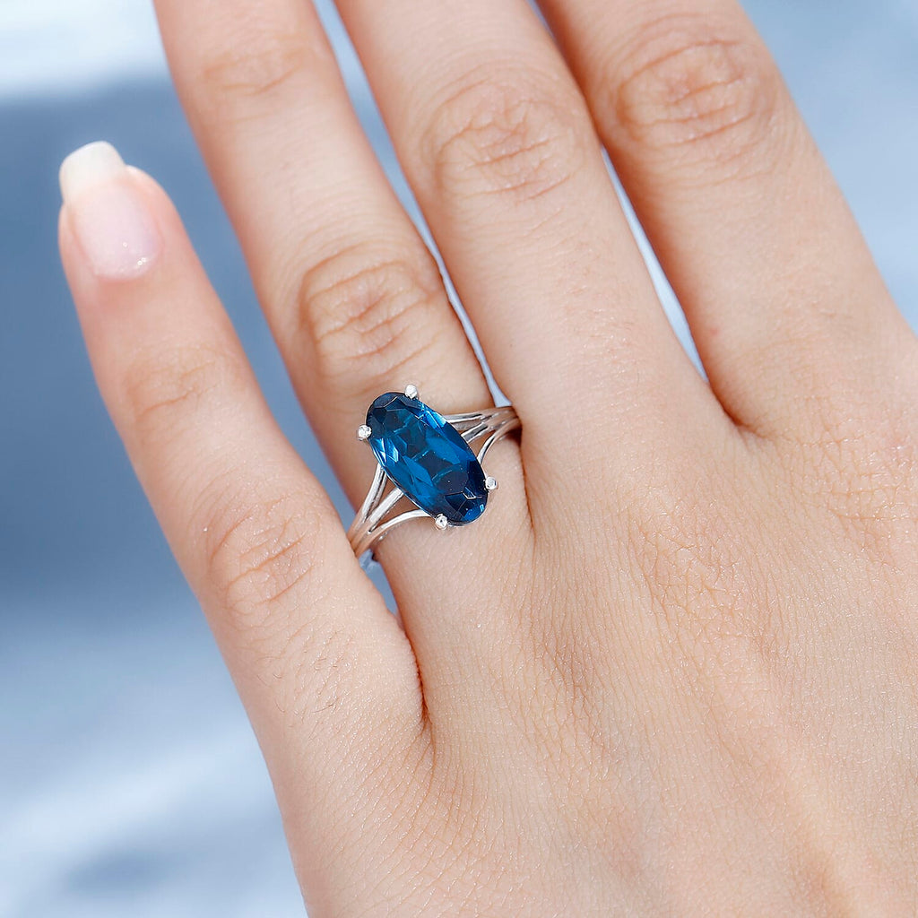 Indicolite Triplet Quartz Solitaire Ring in Platinum Overlay Sterling Silver 3.46 Ct