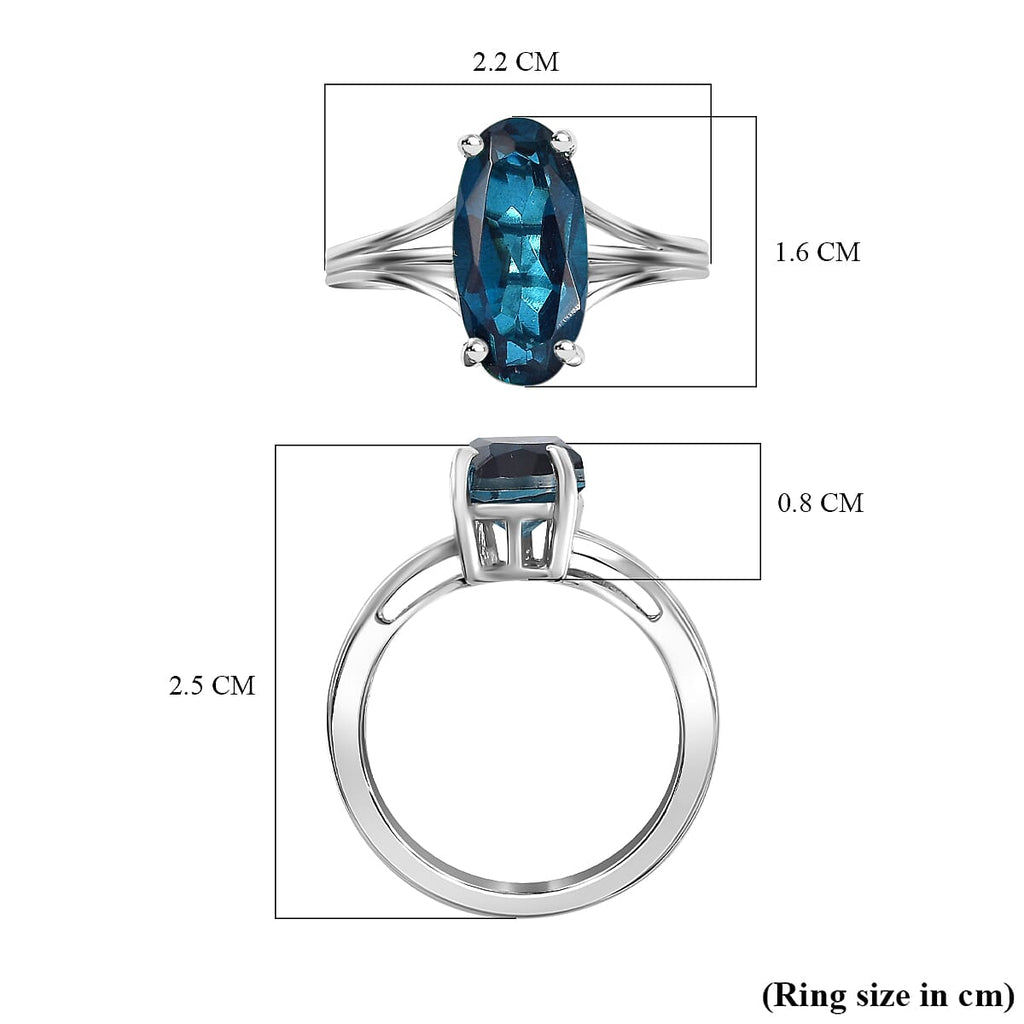 Indicolite Triplet Quartz Solitaire Ring in Platinum Overlay Sterling Silver 3.46 Ct