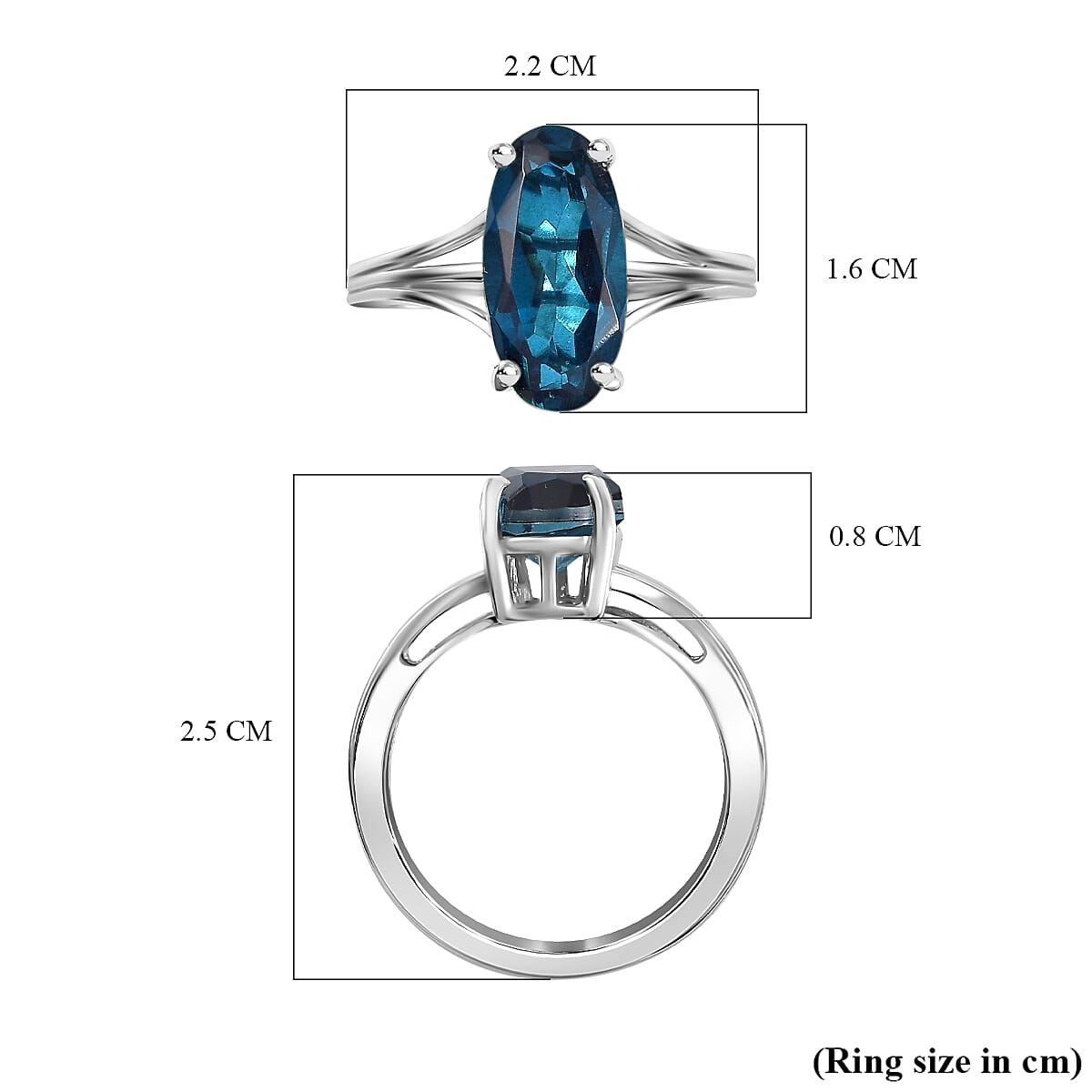 Indicolite Triplet Quartz Solitaire Ring in Platinum Overlay Sterling Silver 3.46 Ct 7775360 5