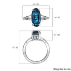 Indicolite Triplet Quartz Solitaire Ring in Platinum Overlay Sterling Silver 3.46 Ct