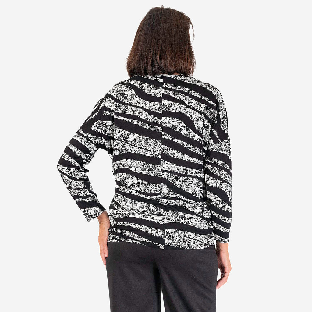 Indigo - Co Viscose Tie Front Top (Size L) - Marble